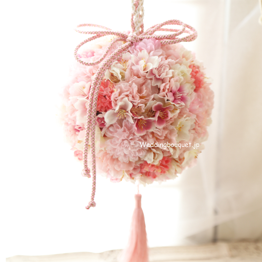 ピンクの桜のボールブーケ | ウェディングブーケ.jp